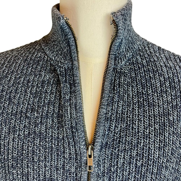 LL BEAN Blue Full Zip Sweater Cardigan Sz M Men's Jacket Marled Cotton  Casual - Picture 5 of 14